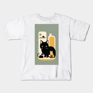 Abstract Whisker Symphony: A Melodic Ode to Feline Grace Kids T-Shirt